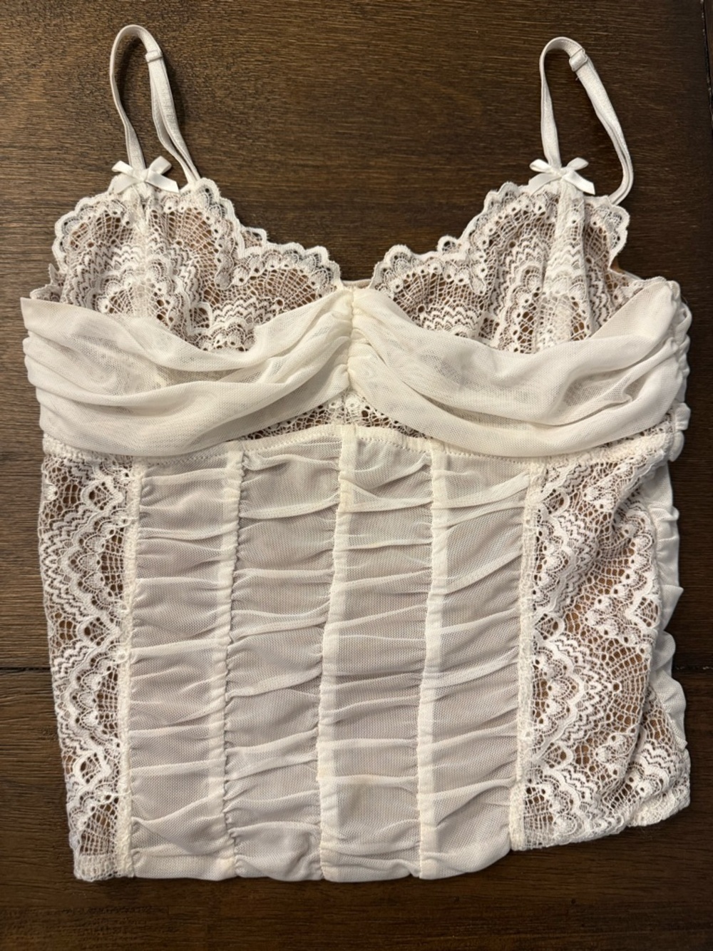 I.AM.GIA Brown and White Sheer Mesh Cami